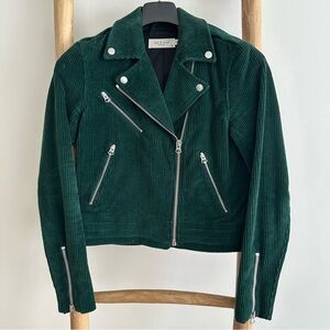 rag & bone Green Corduroy Moto Jacket